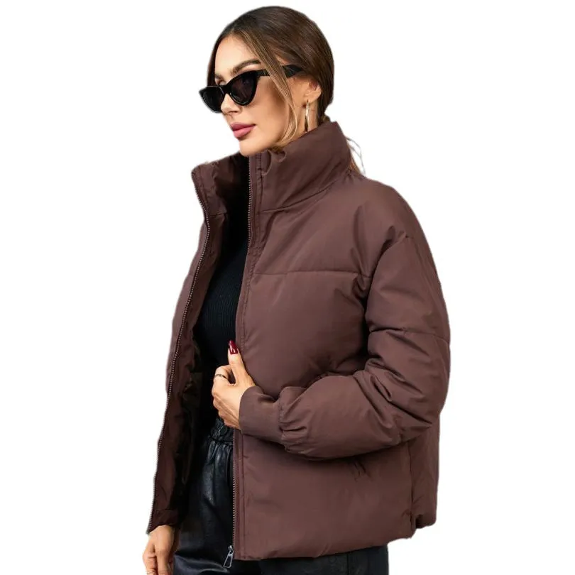 2025 foreign trade short thickened down cotton clothes women's winter stand-up collar small bread clothes European and American ins jacket tide