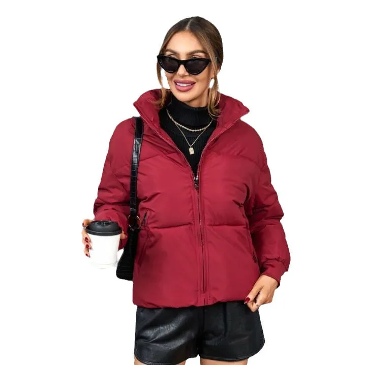 2025 foreign trade short thickened down cotton clothes women's winter stand-up collar small bread clothes European and American ins jacket tide