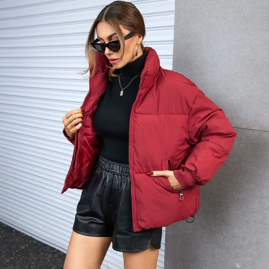 2025 foreign trade short thickened down cotton clothes women's winter stand-up collar small bread clothes European and American ins jacket tide