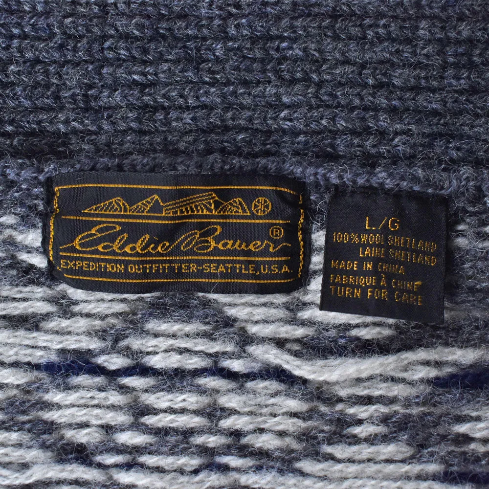 80’s Eddie Bauer 黒タグ！ 総柄 ニット カーディガン 231211H