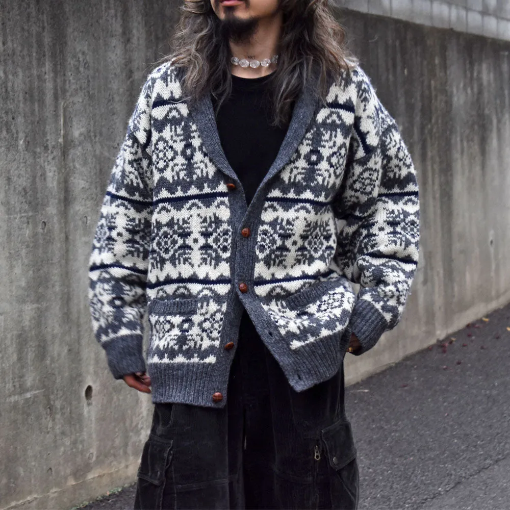80’s Eddie Bauer 黒タグ！ 総柄 ニット カーディガン 231211H