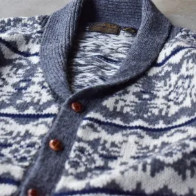 80’s Eddie Bauer 黒タグ！ 総柄 ニット カーディガン 231211H