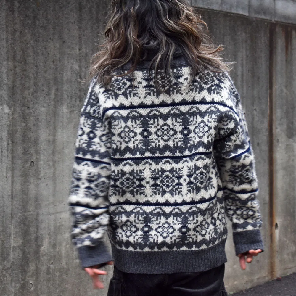 80’s Eddie Bauer 黒タグ！ 総柄 ニット カーディガン 231211H