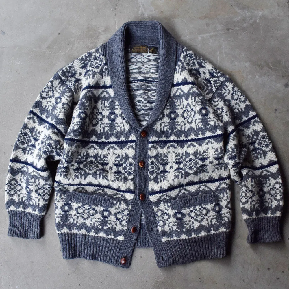 80’s Eddie Bauer 黒タグ！ 総柄 ニット カーディガン 231211H