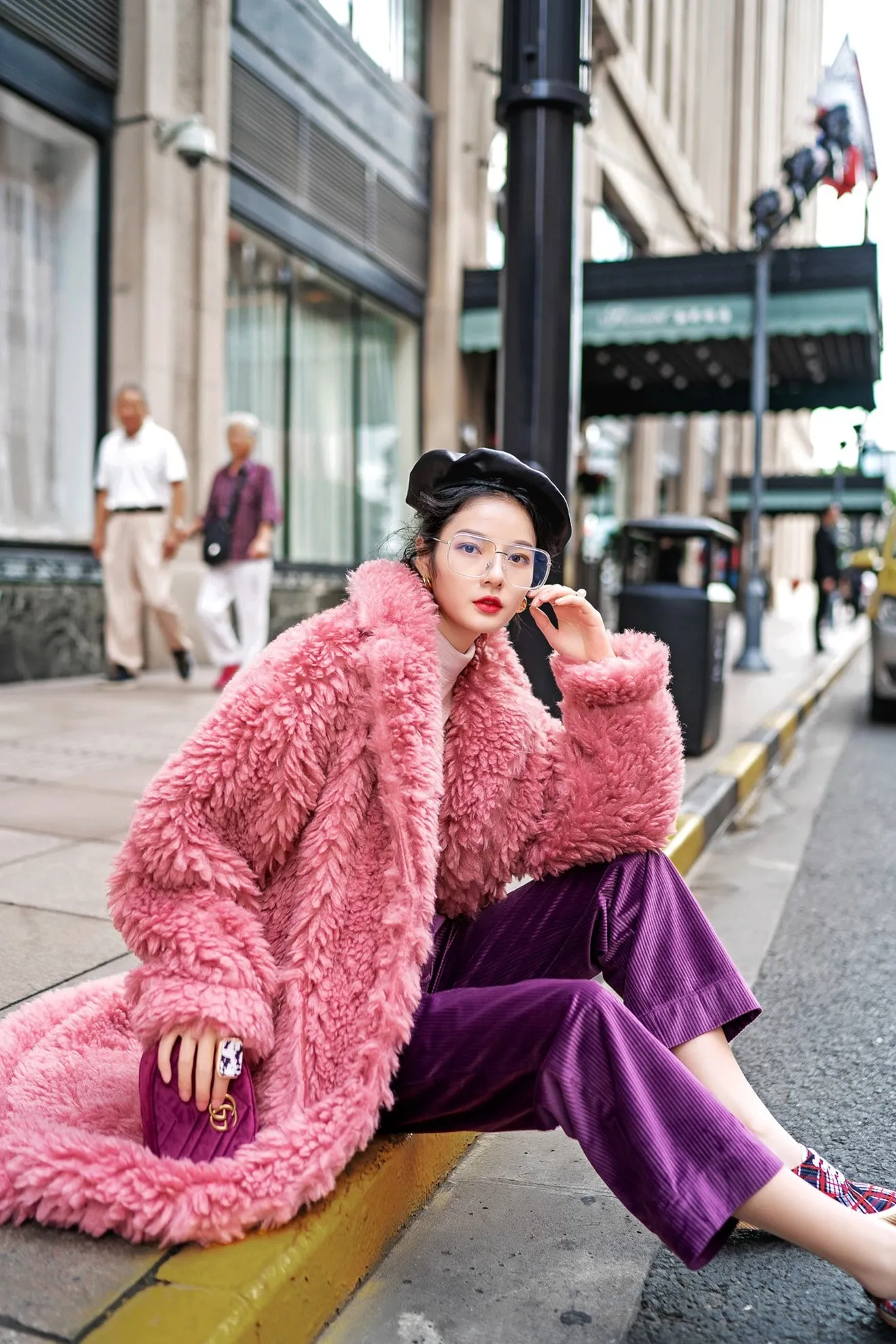8GIRLS DESIGN FAUX FUR TEDDY LONGLINE COAT IN PINK