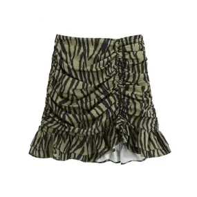 Animal Pleated Ruffle Skirt