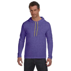 Anvil Men's Heather Purple Lightweight Long-Sleeve Hooded T-Shirt