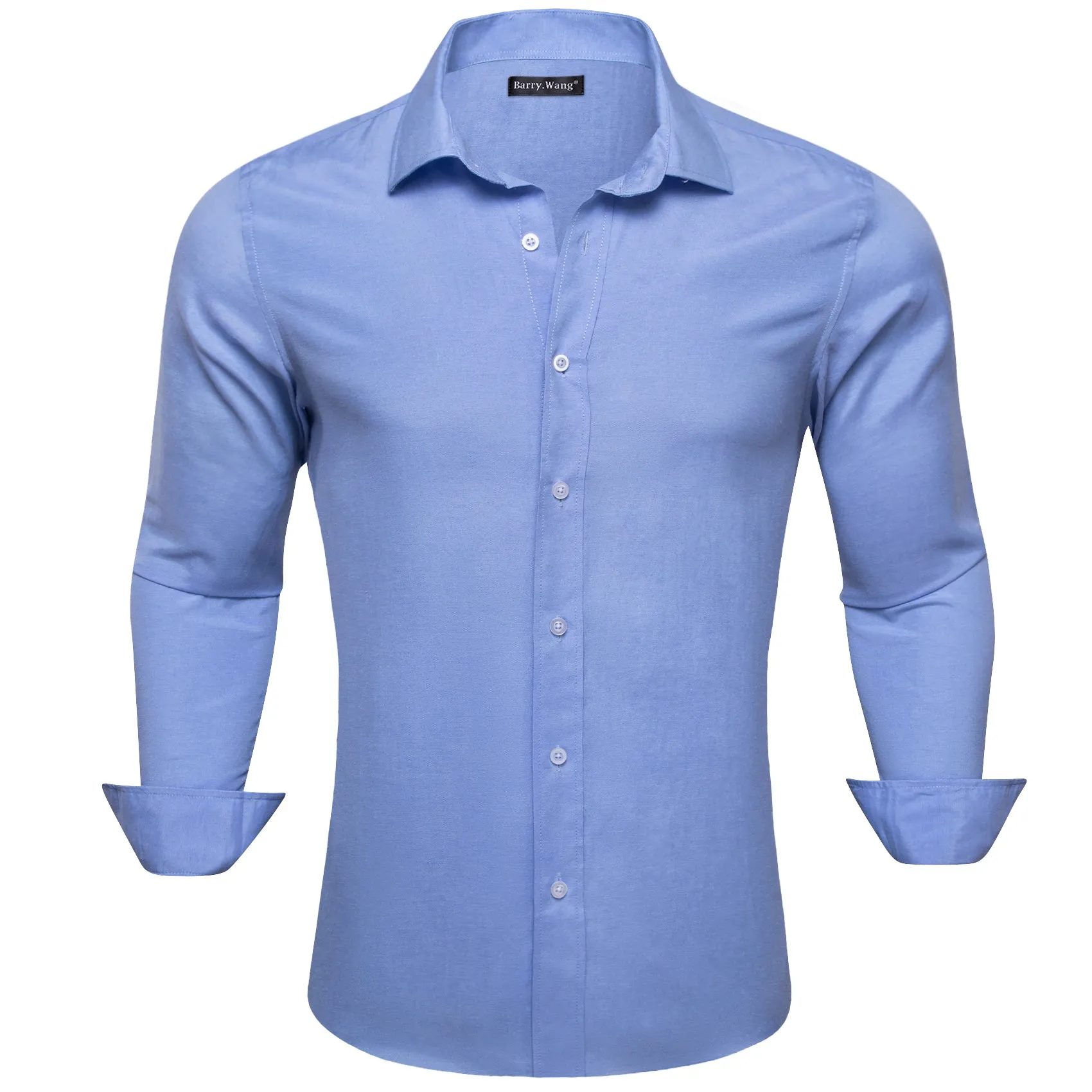 Barry.wang Cornflowerblue Solid Men's Shirt