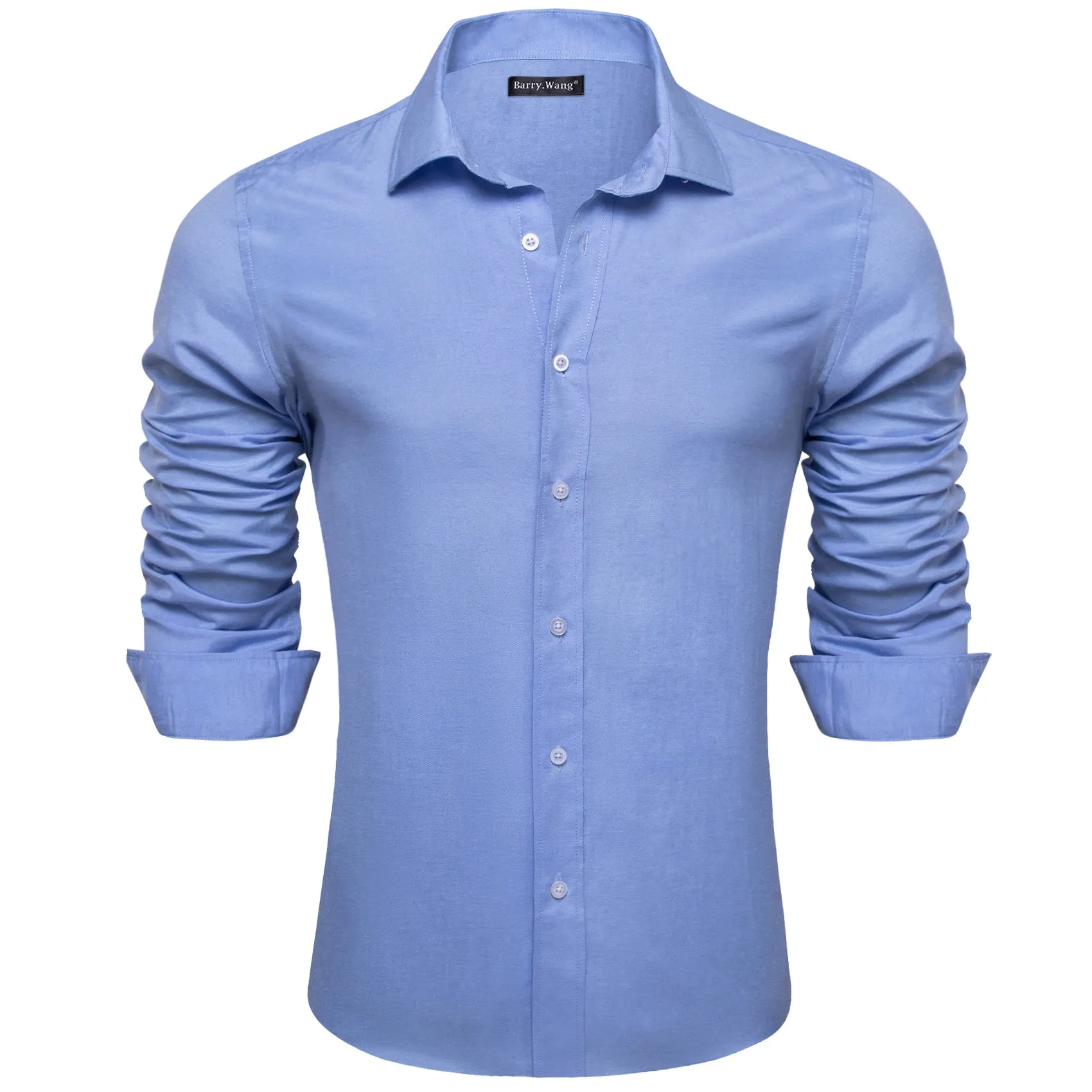 Barry.wang Cornflowerblue Solid Men's Shirt