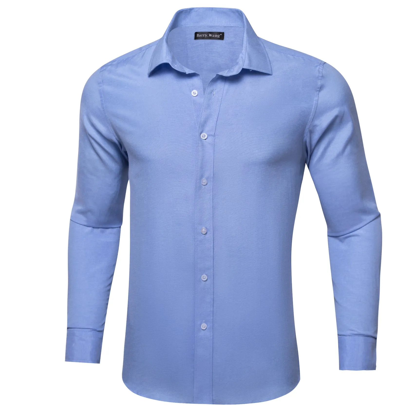Barry.wang Cornflowerblue Solid Men's Shirt