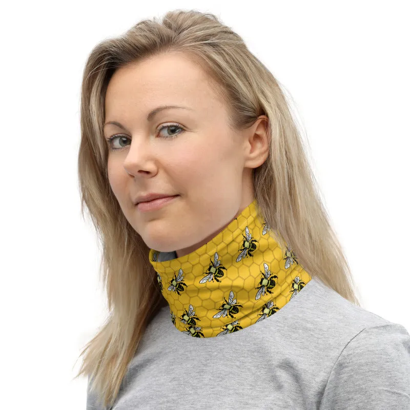 Bees on Honeycomb Neck Gaiter