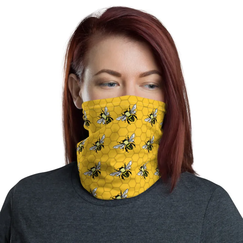 Bees on Honeycomb Neck Gaiter