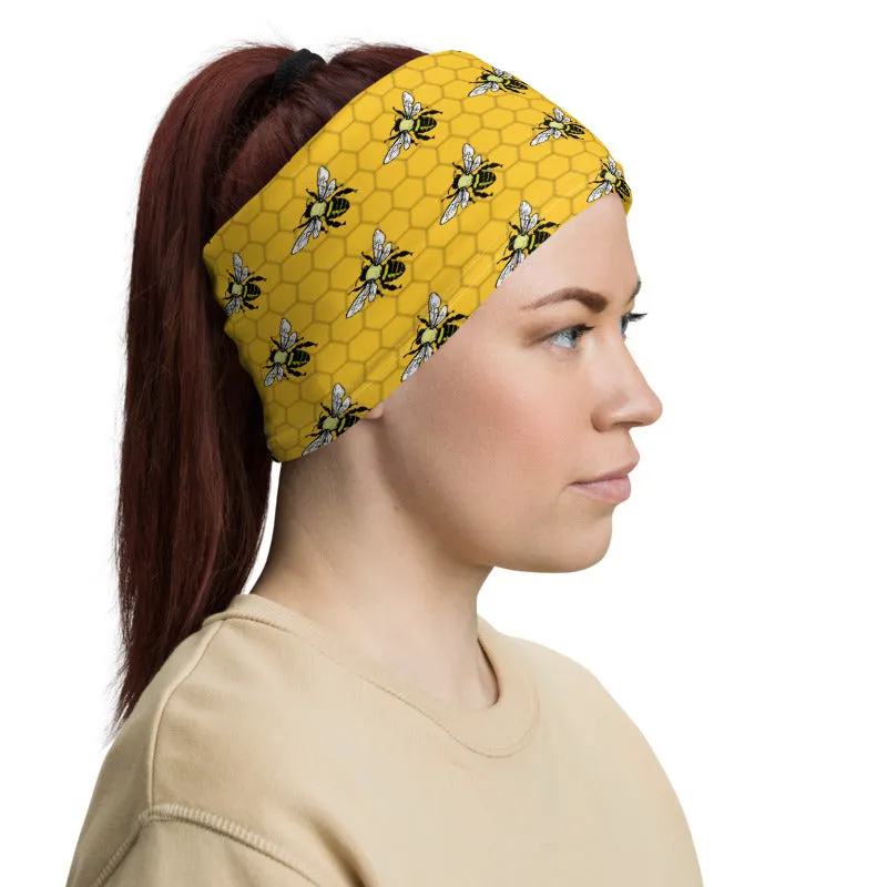 Bees on Honeycomb Neck Gaiter