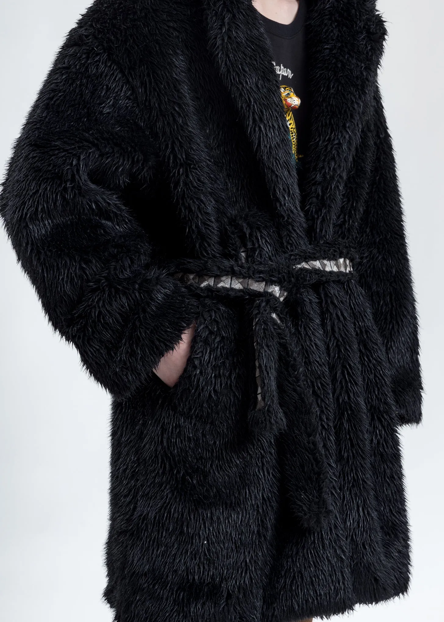 Black Spike Fur Long Coat