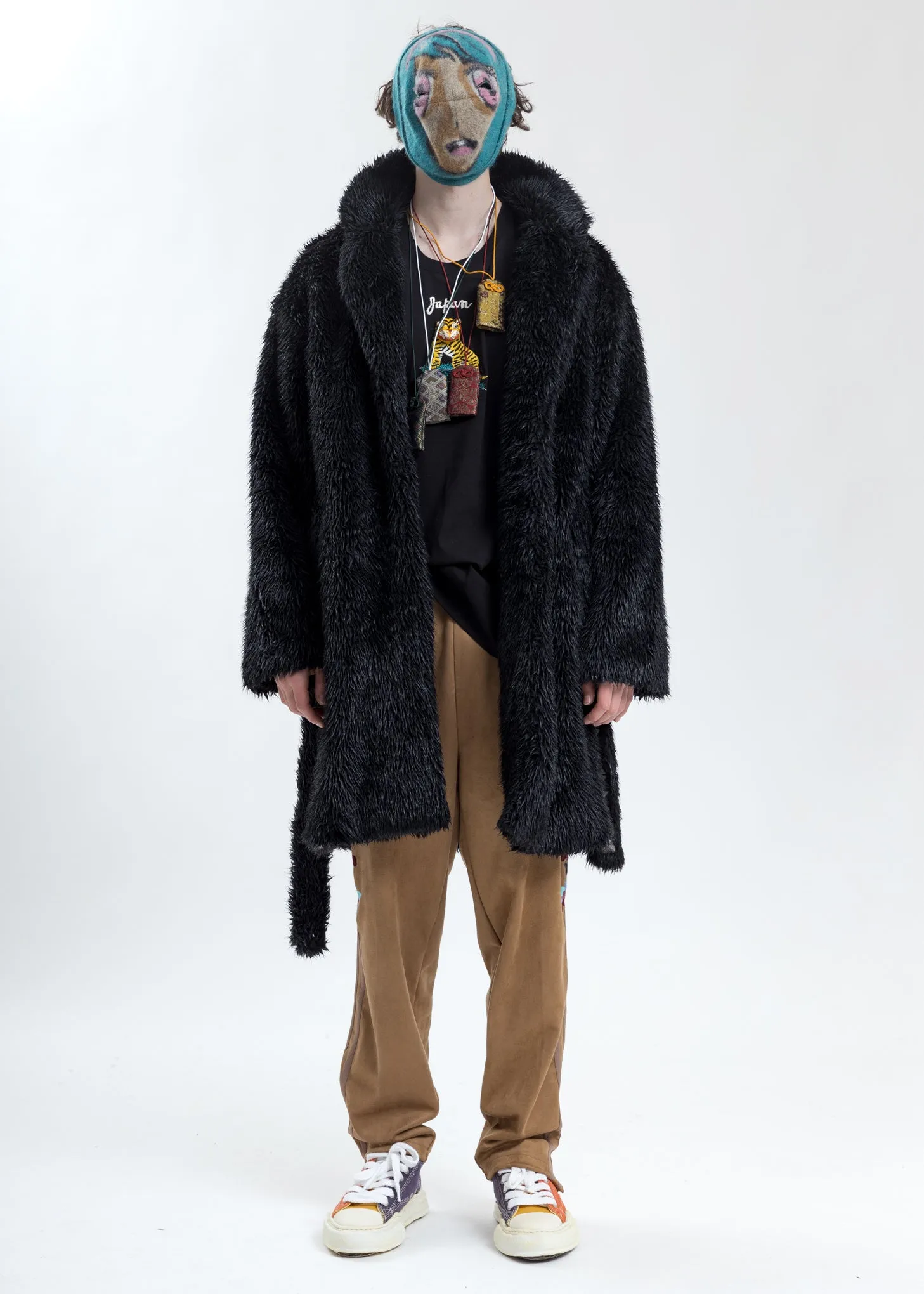 Black Spike Fur Long Coat
