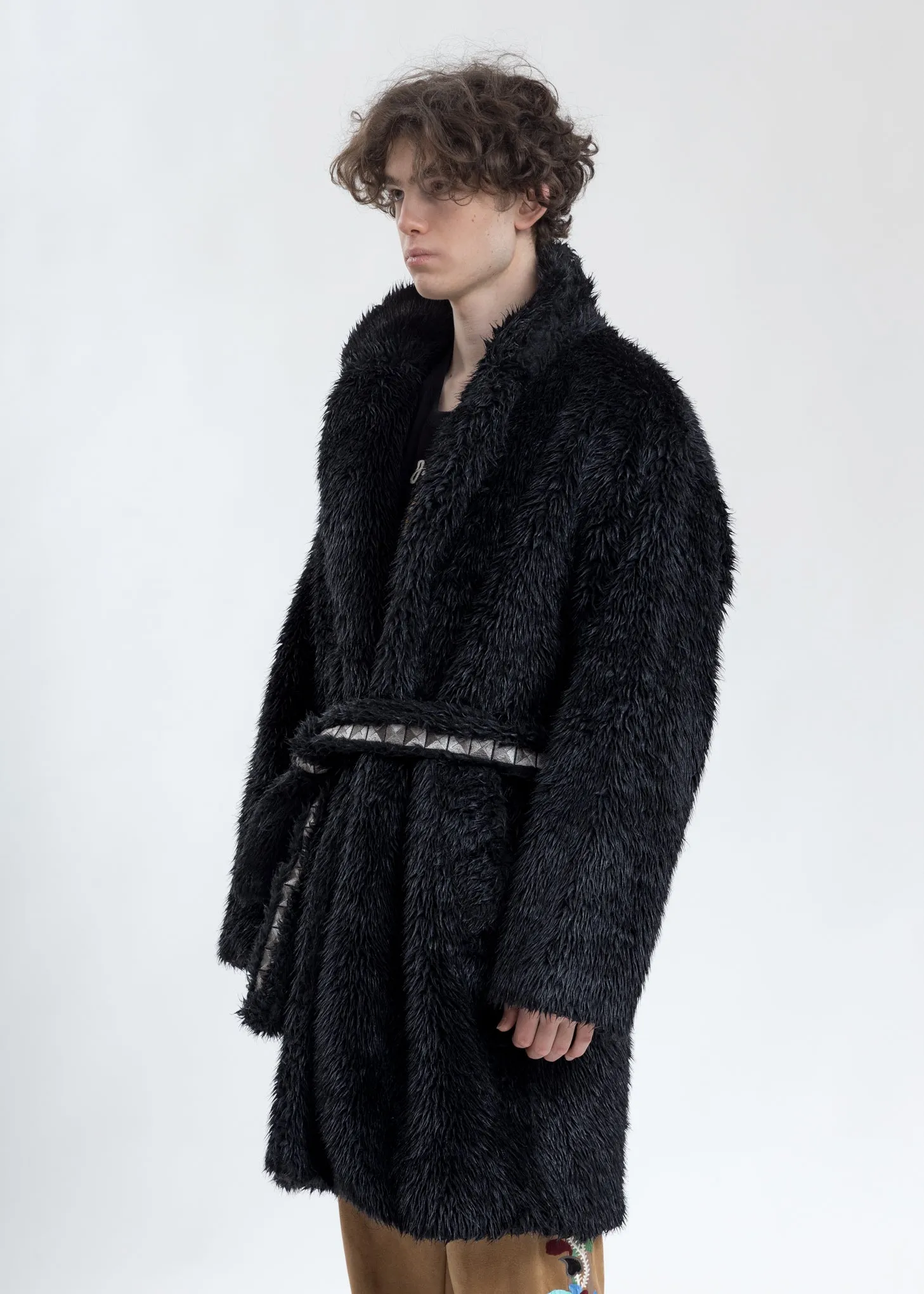 Black Spike Fur Long Coat