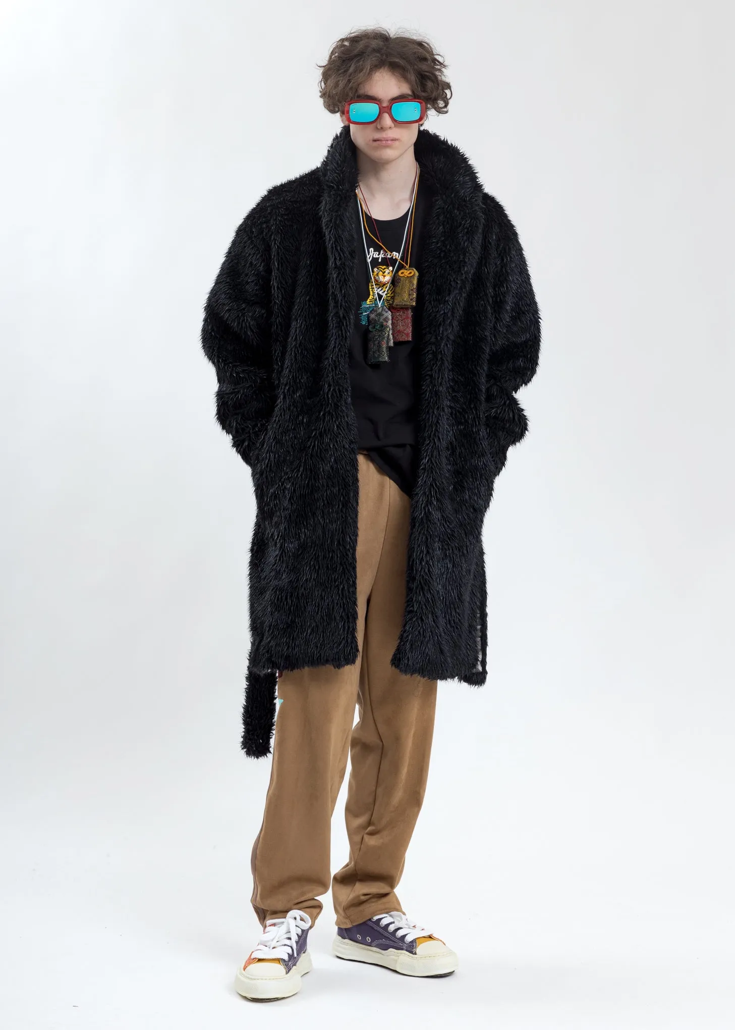 Black Spike Fur Long Coat