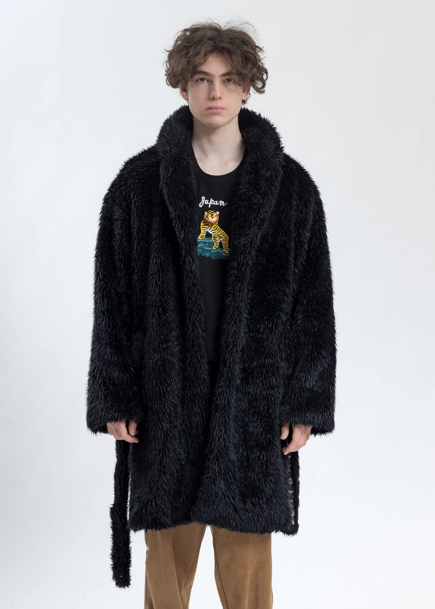 Black Spike Fur Long Coat