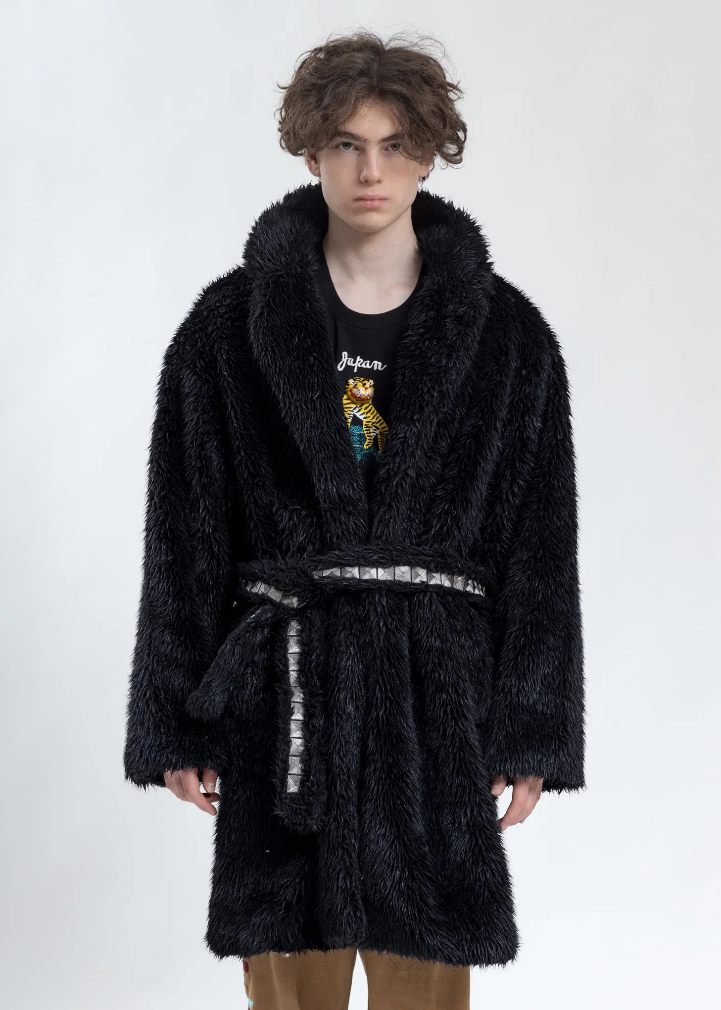 Black Spike Fur Long Coat