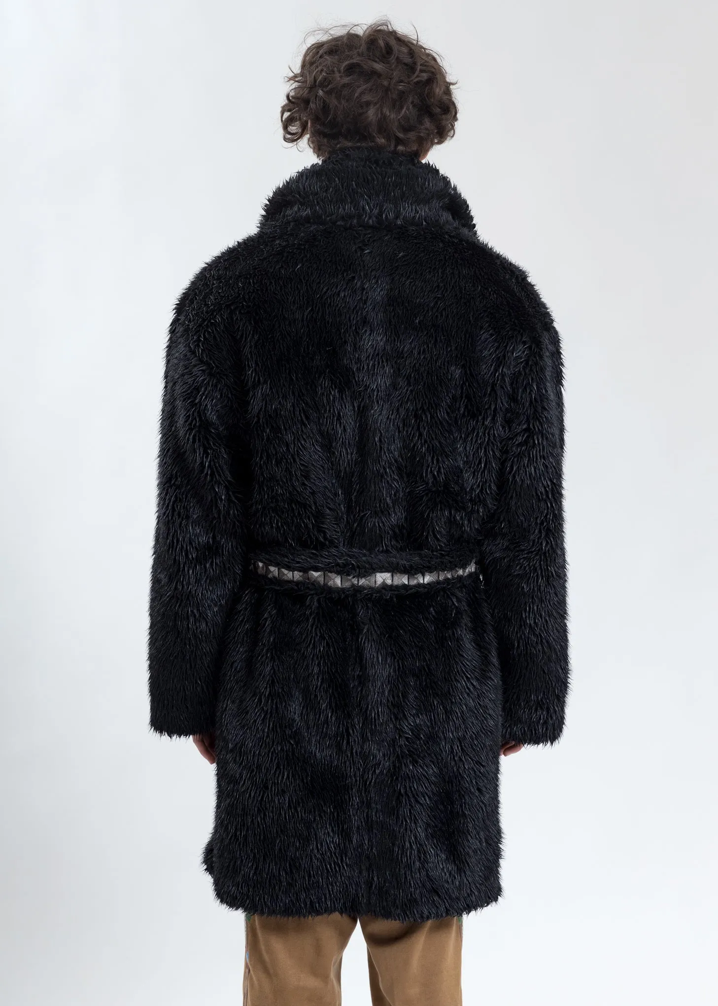 Black Spike Fur Long Coat