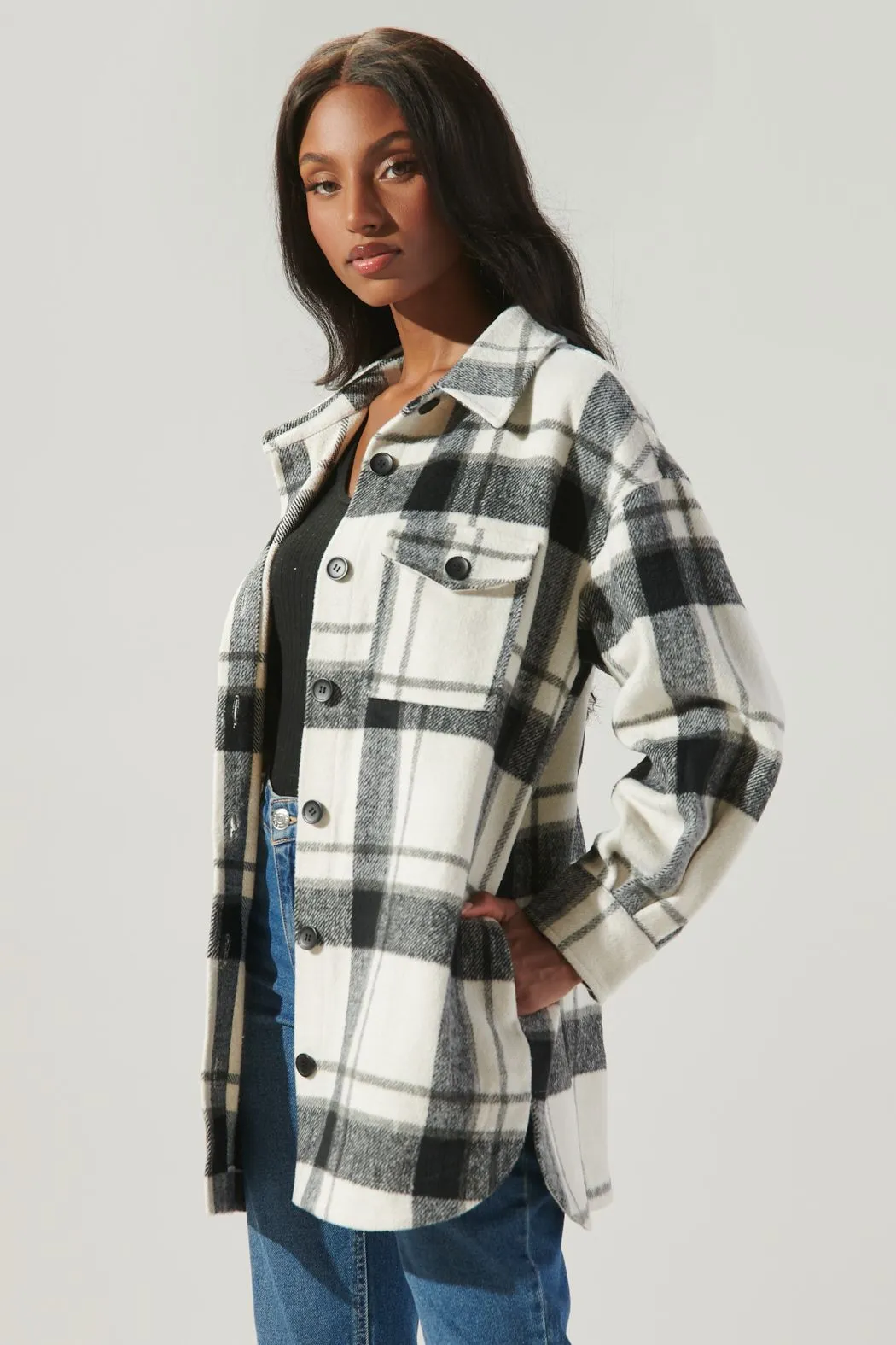 Black/White Plaid Shacket