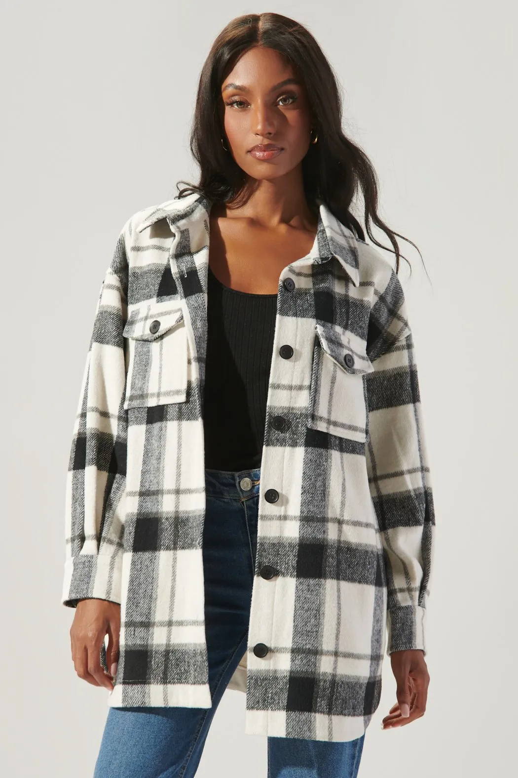 Black/White Plaid Shacket