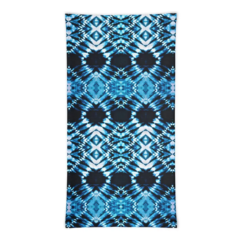Blue on Black Tie Dye Neck Gaiter