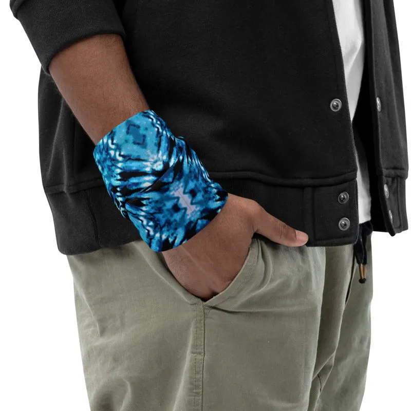 Blue on Black Tie Dye Neck Gaiter