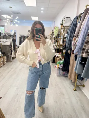 Bow Front Cardigan Sweater