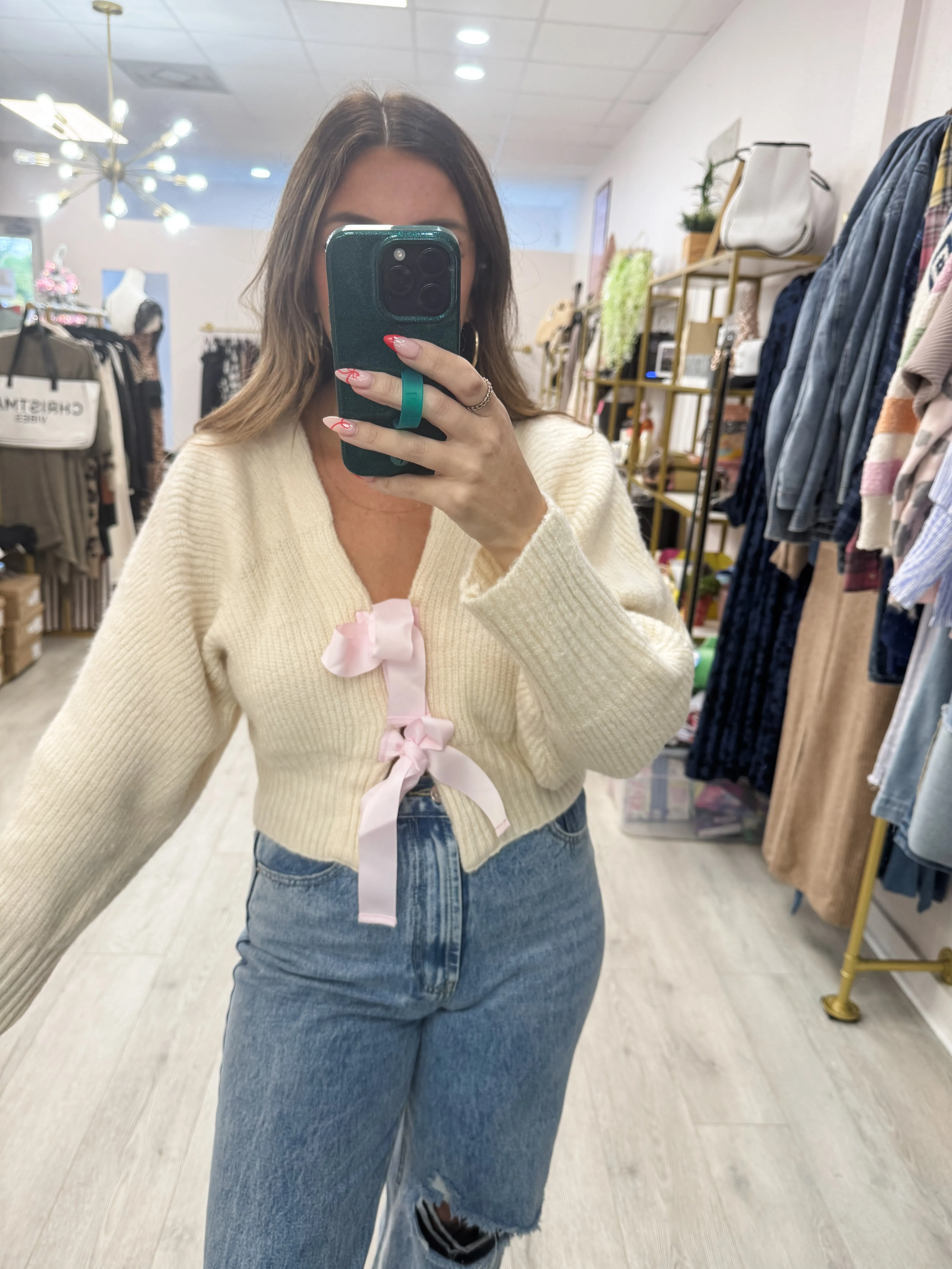 Bow Front Cardigan Sweater