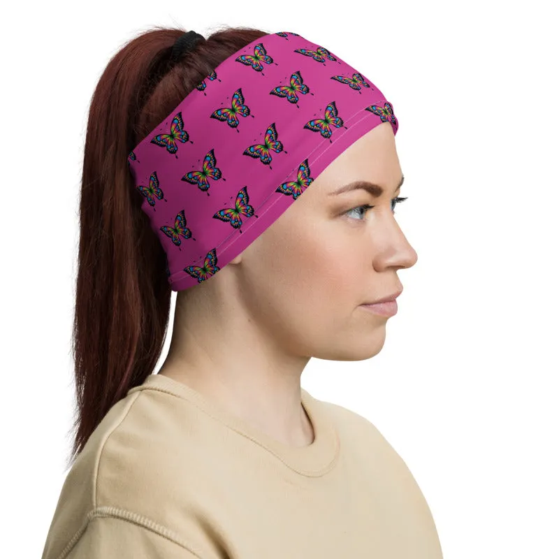 Butterfly Neck Gaiter Pink Background