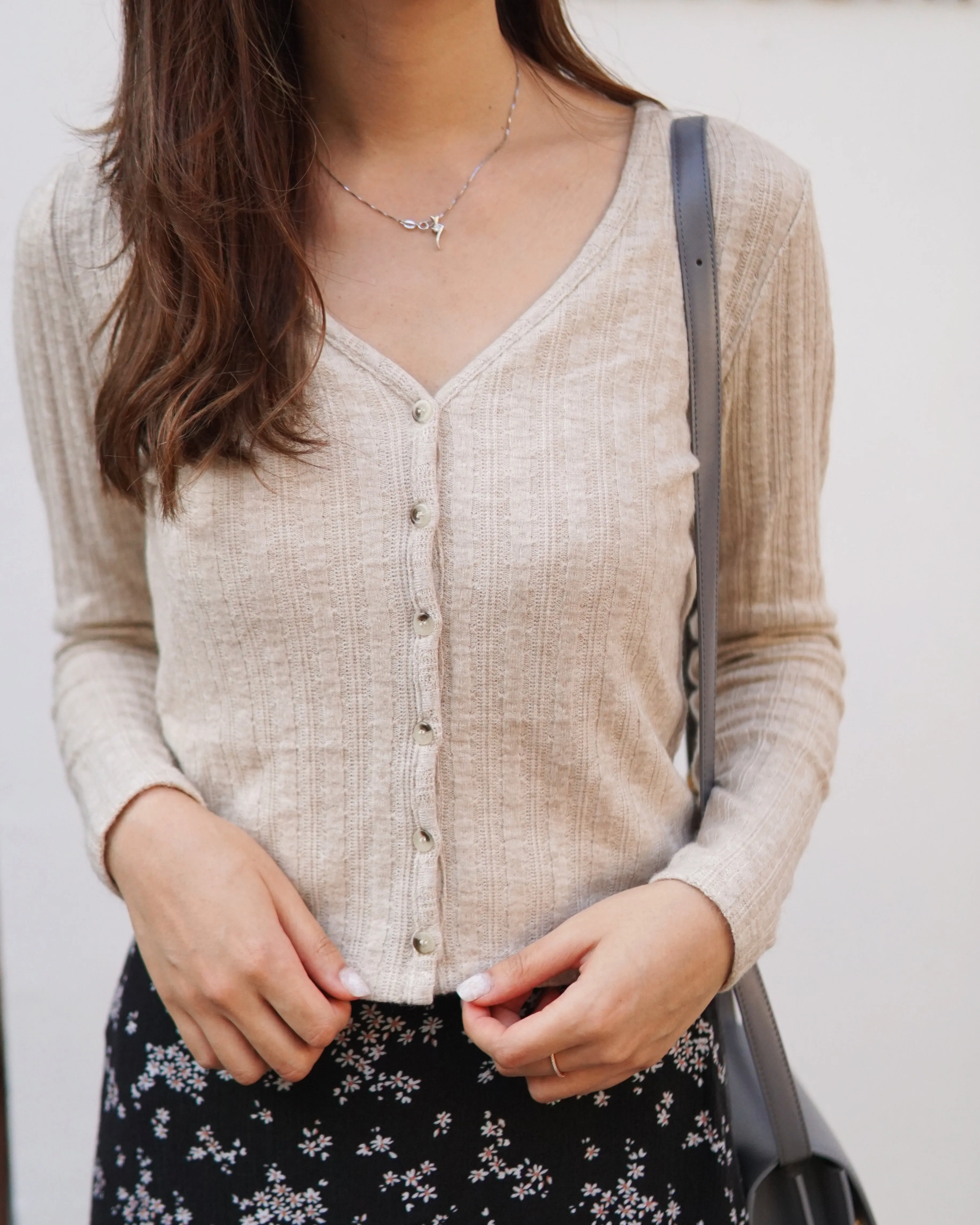 Button-Down Knit Cardigan Top