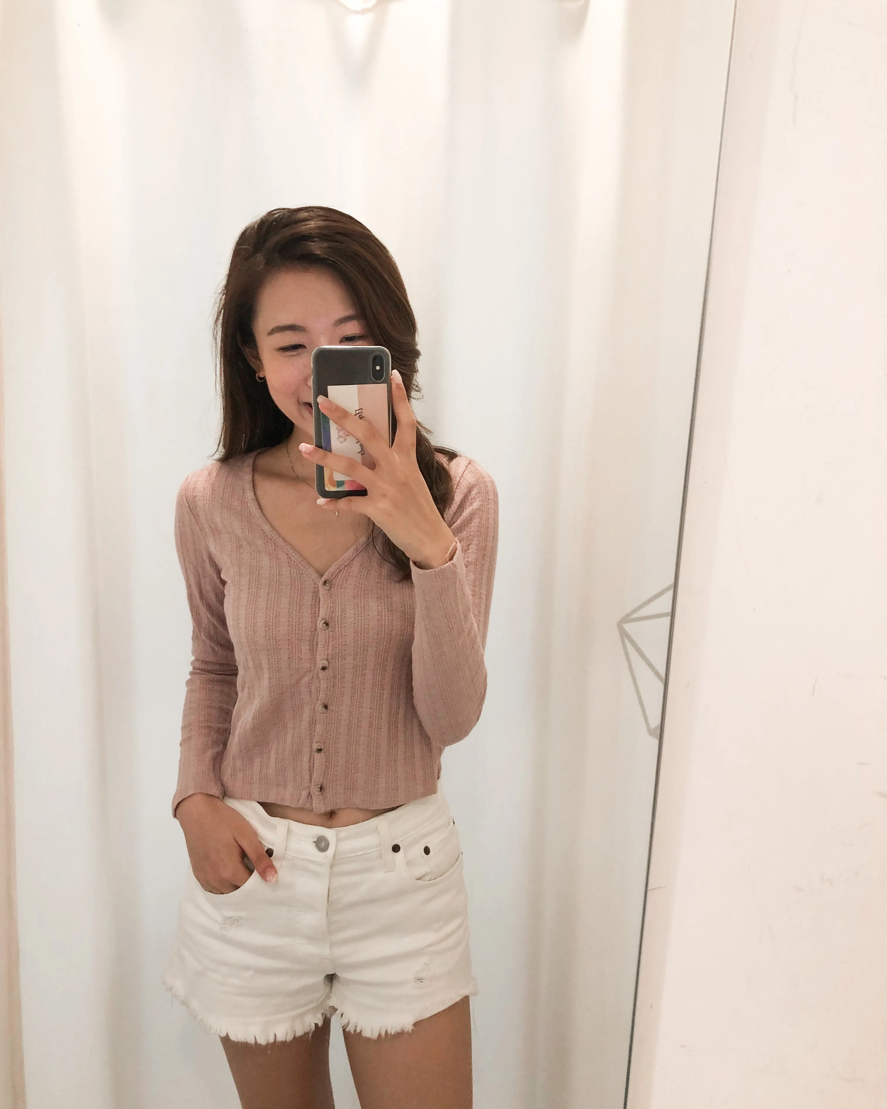 Button-Down Knit Cardigan Top