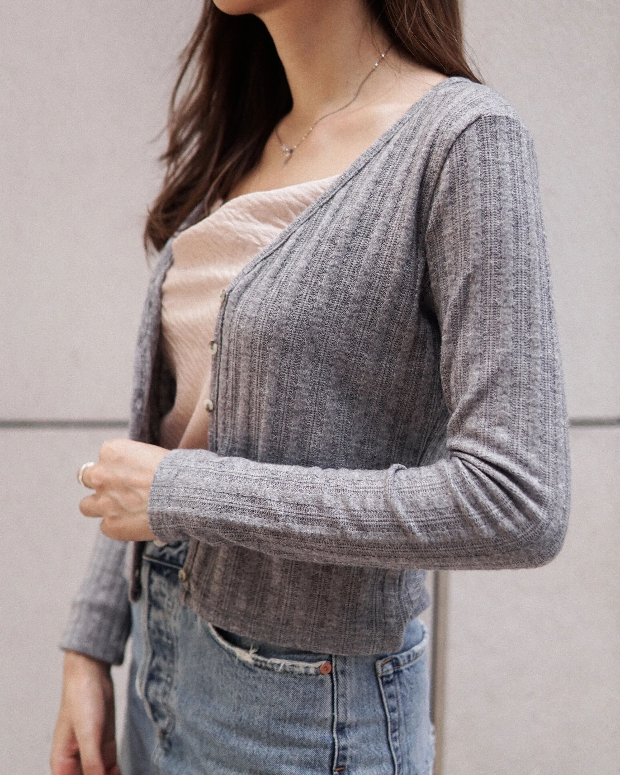 Button-Down Knit Cardigan Top