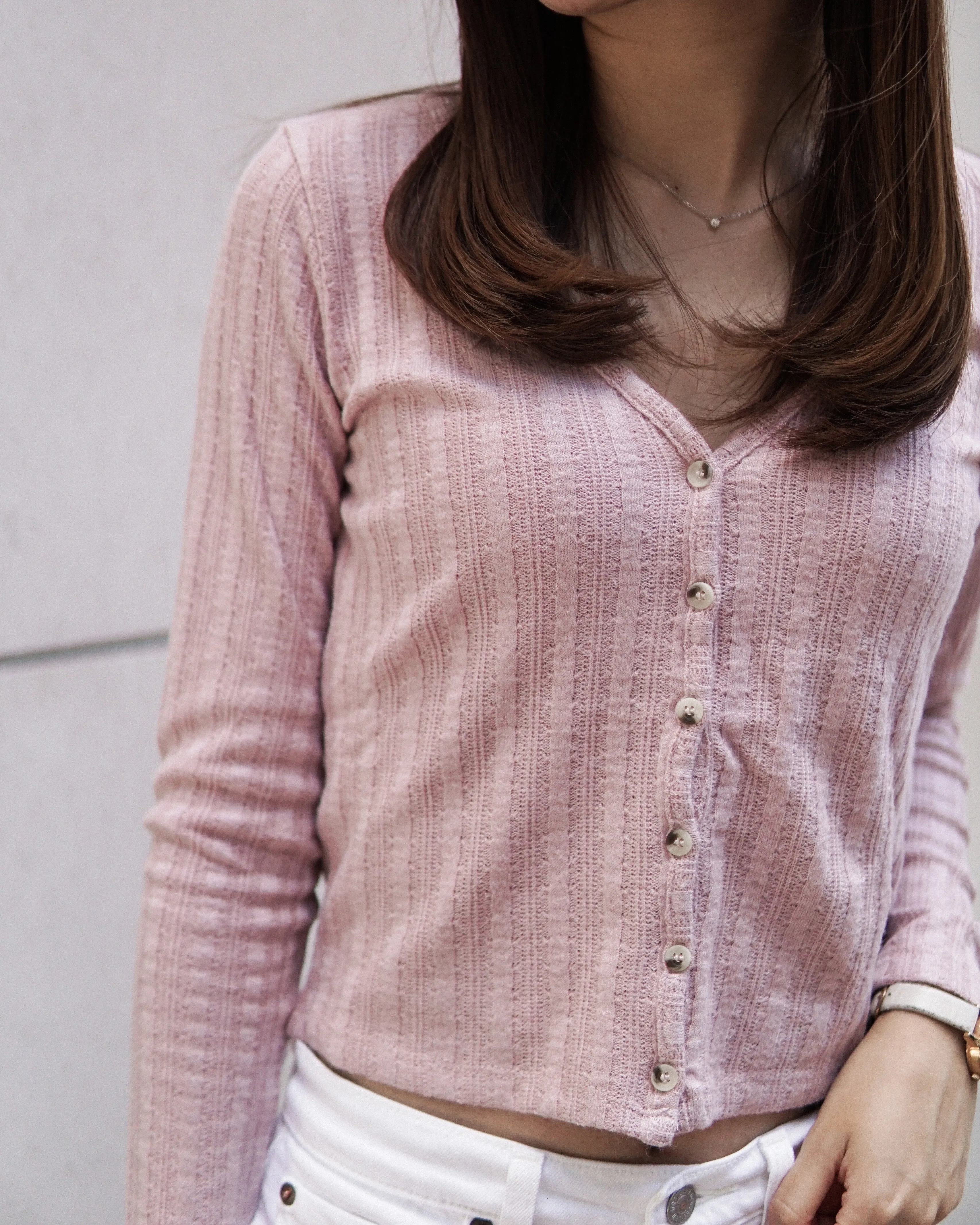 Button-Down Knit Cardigan Top