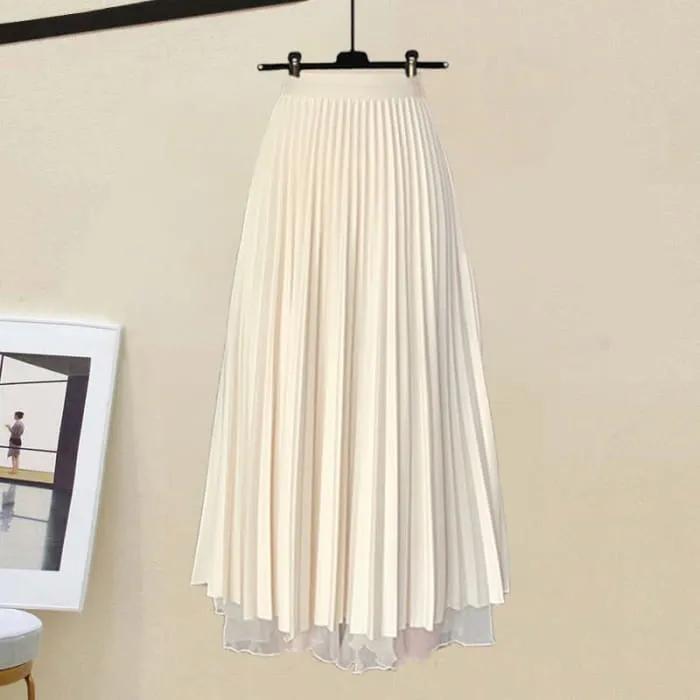Cartoon Bear Letter Print T-Shirt Pleated Tulle Skirt