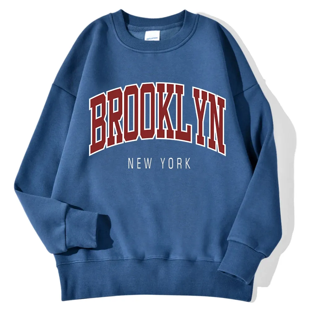 Casual Print Fleece Pullover for Women – Loose Fit O-Neck Sweater with Full Sleeves