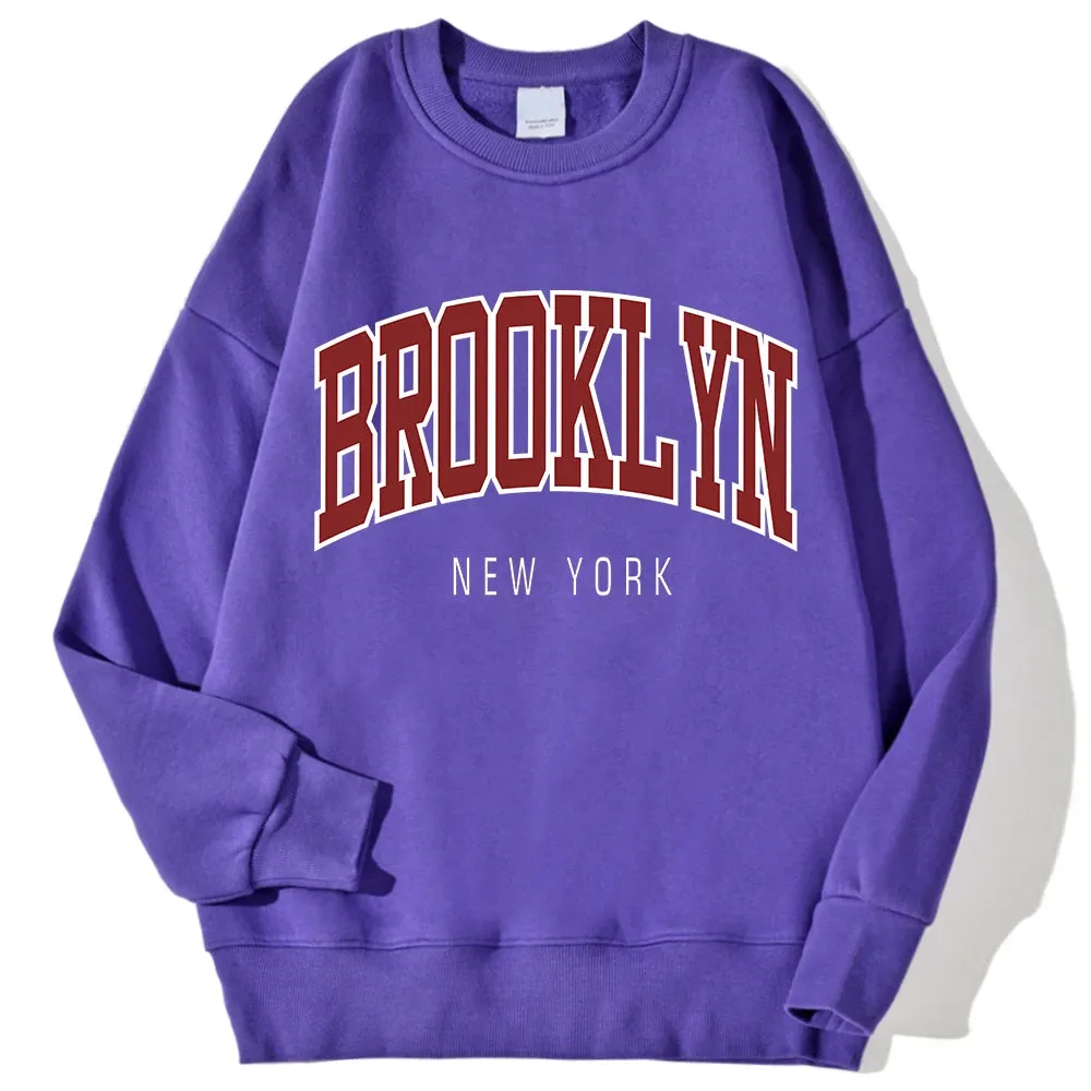 Casual Print Fleece Pullover for Women – Loose Fit O-Neck Sweater with Full Sleeves