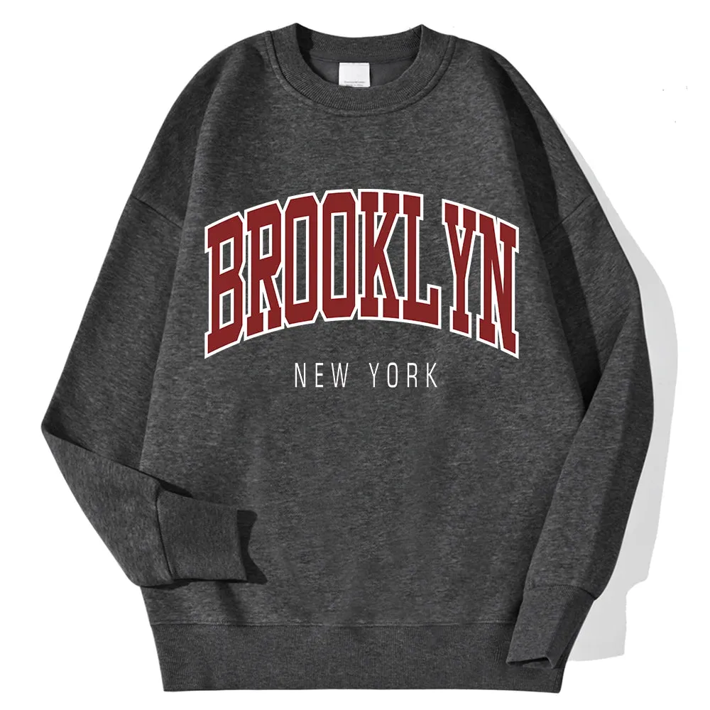 Casual Print Fleece Pullover for Women – Loose Fit O-Neck Sweater with Full Sleeves