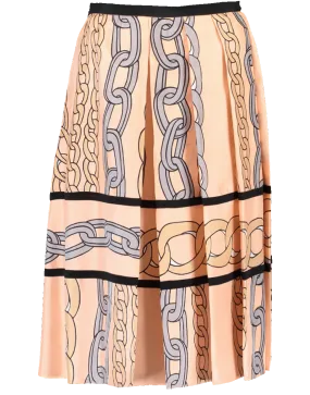 Chain Print Pleated Skirt