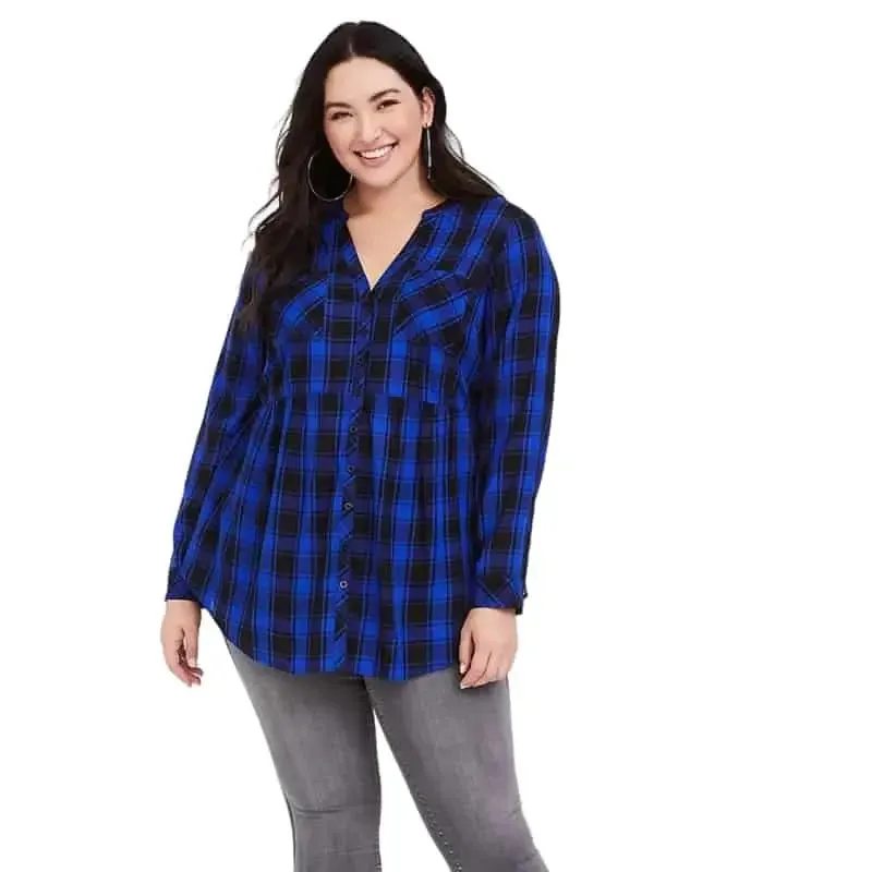Checkered V-Neck Shirt