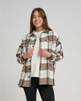 Chore Shacket - White/Brown