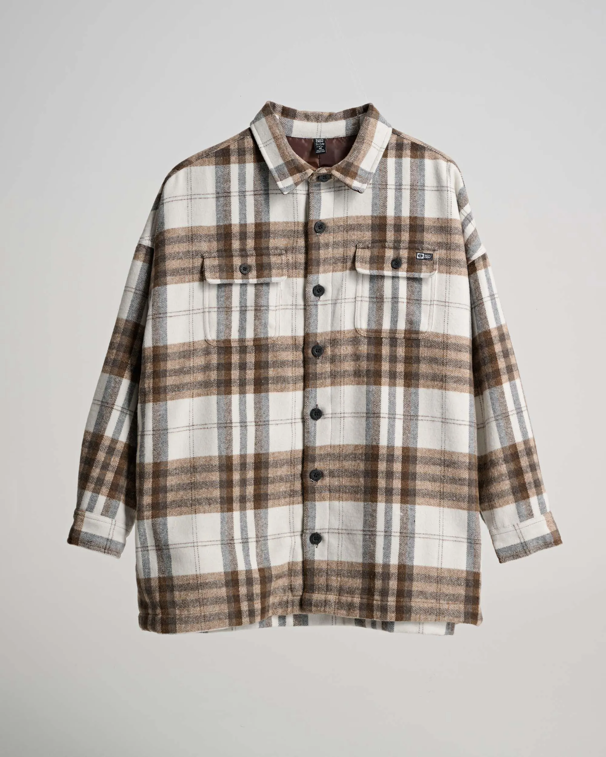 Chore Shacket - White/Brown