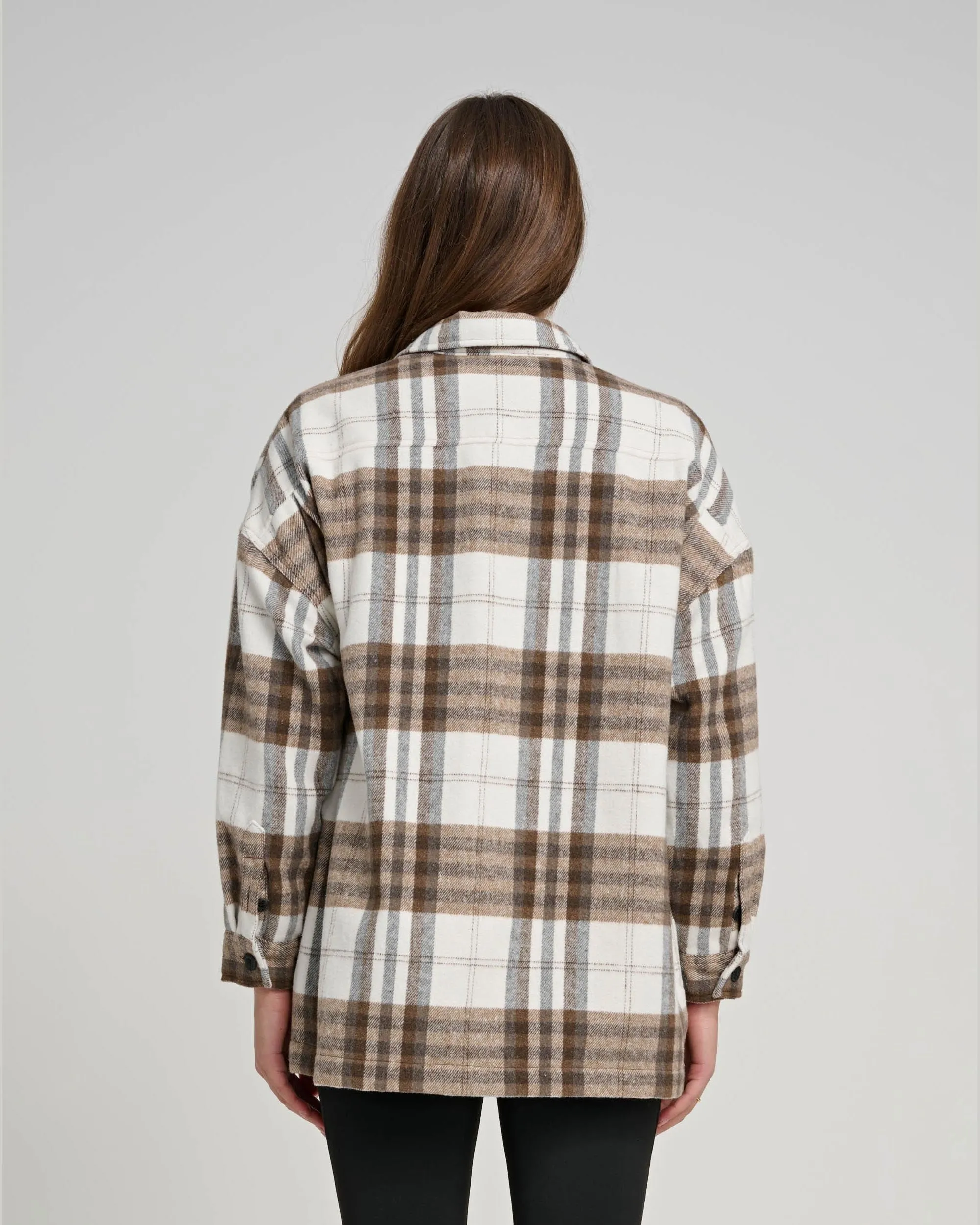 Chore Shacket - White/Brown