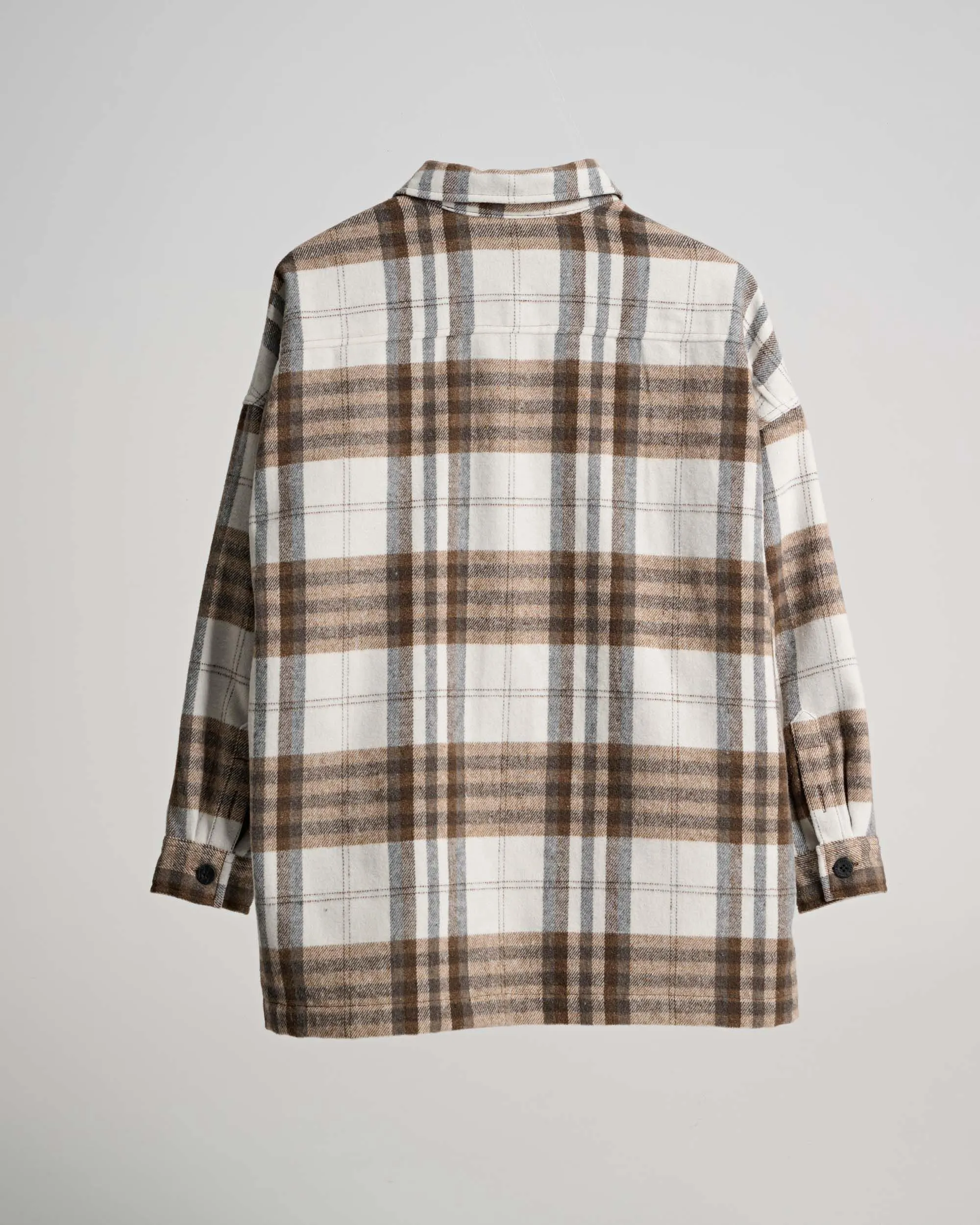 Chore Shacket - White/Brown