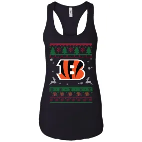 Cincinnati Bengals Logo Football Teams Ugly Christmas Sweater Women Tank