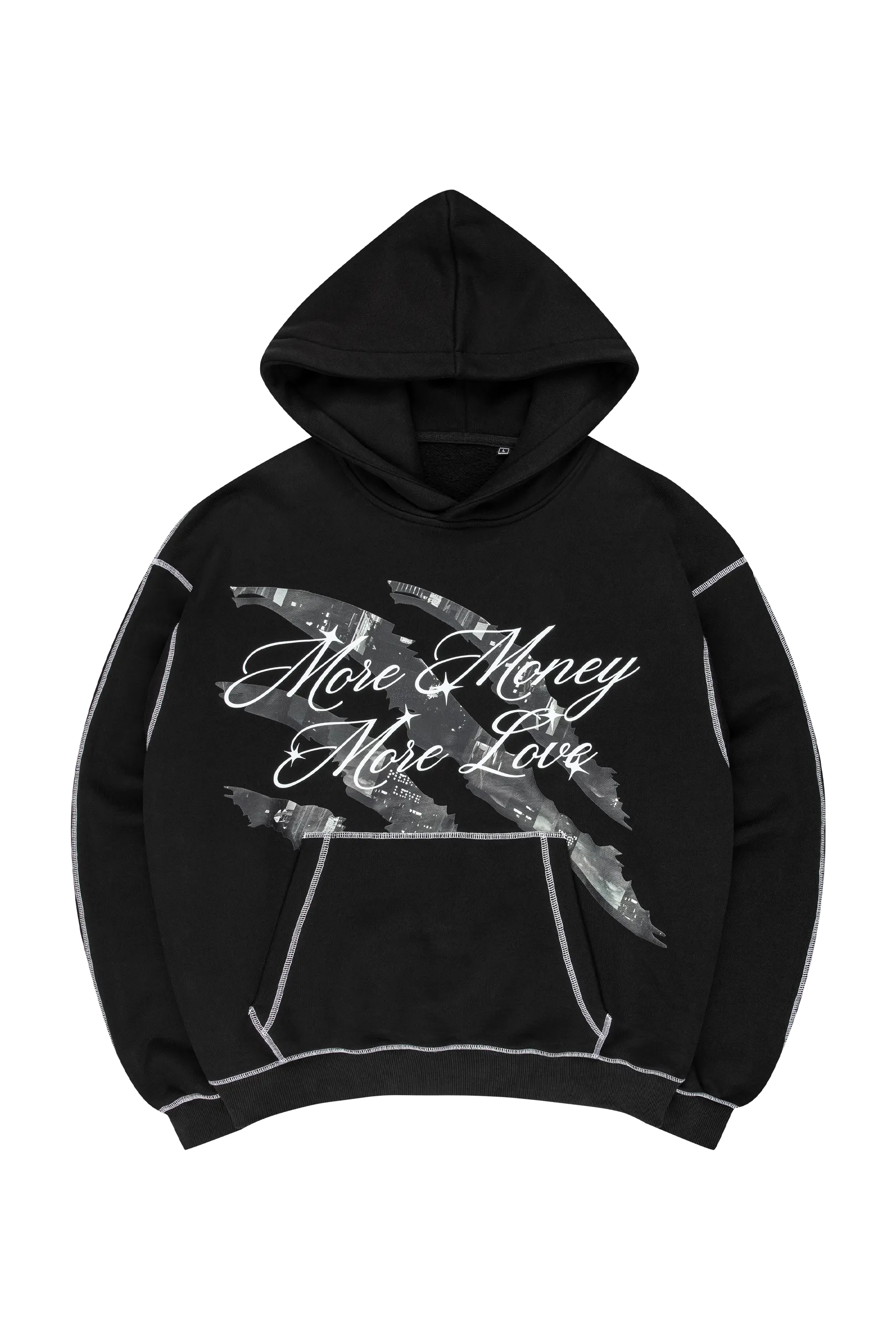 CITY LIGHTS FLATLOCK HOODIE BLACK