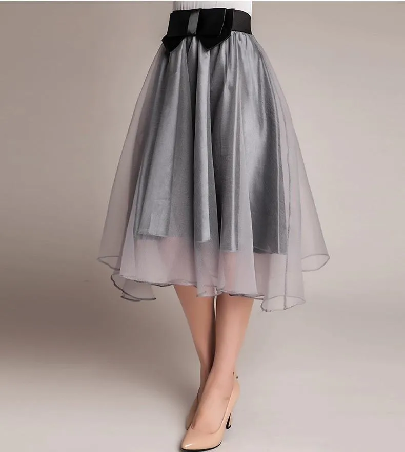 Clearance Sweet Bowknot Multi-layer A-line Pleated Tulle Skirt