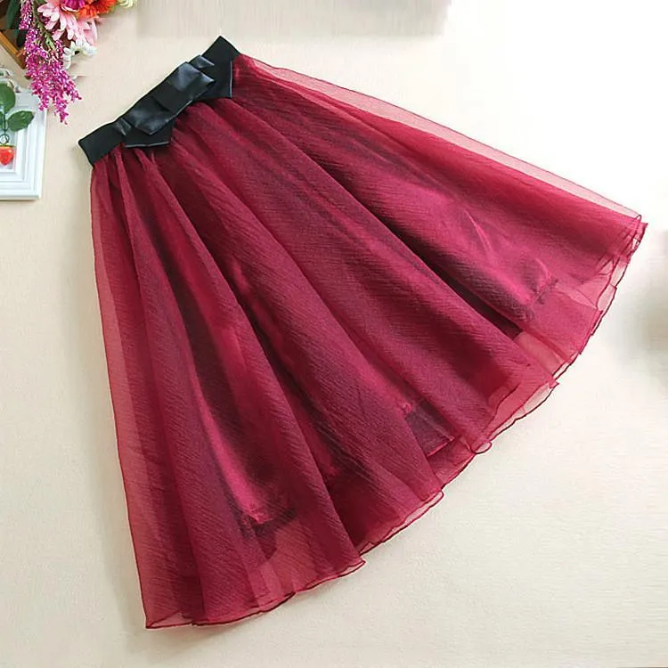 Clearance Sweet Bowknot Multi-layer A-line Pleated Tulle Skirt