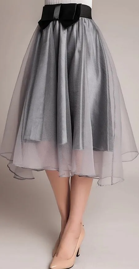 Clearance Sweet Bowknot Multi-layer A-line Pleated Tulle Skirt